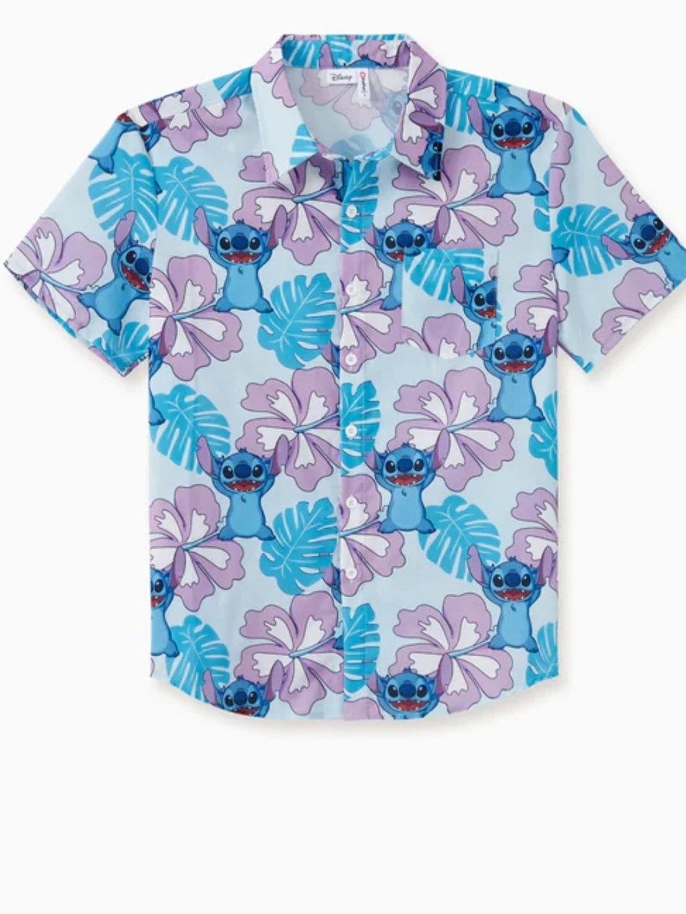 Disney Patpat Blue & Lavender Stitch Tropical Hawiian Shirt